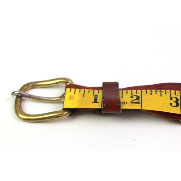 Leather Man BROWN REAL LEATHER BLUE CANVAS 1 1/4"Wd GOLF DRESS MEN BELT 34 (53M - Picture 9 of 12